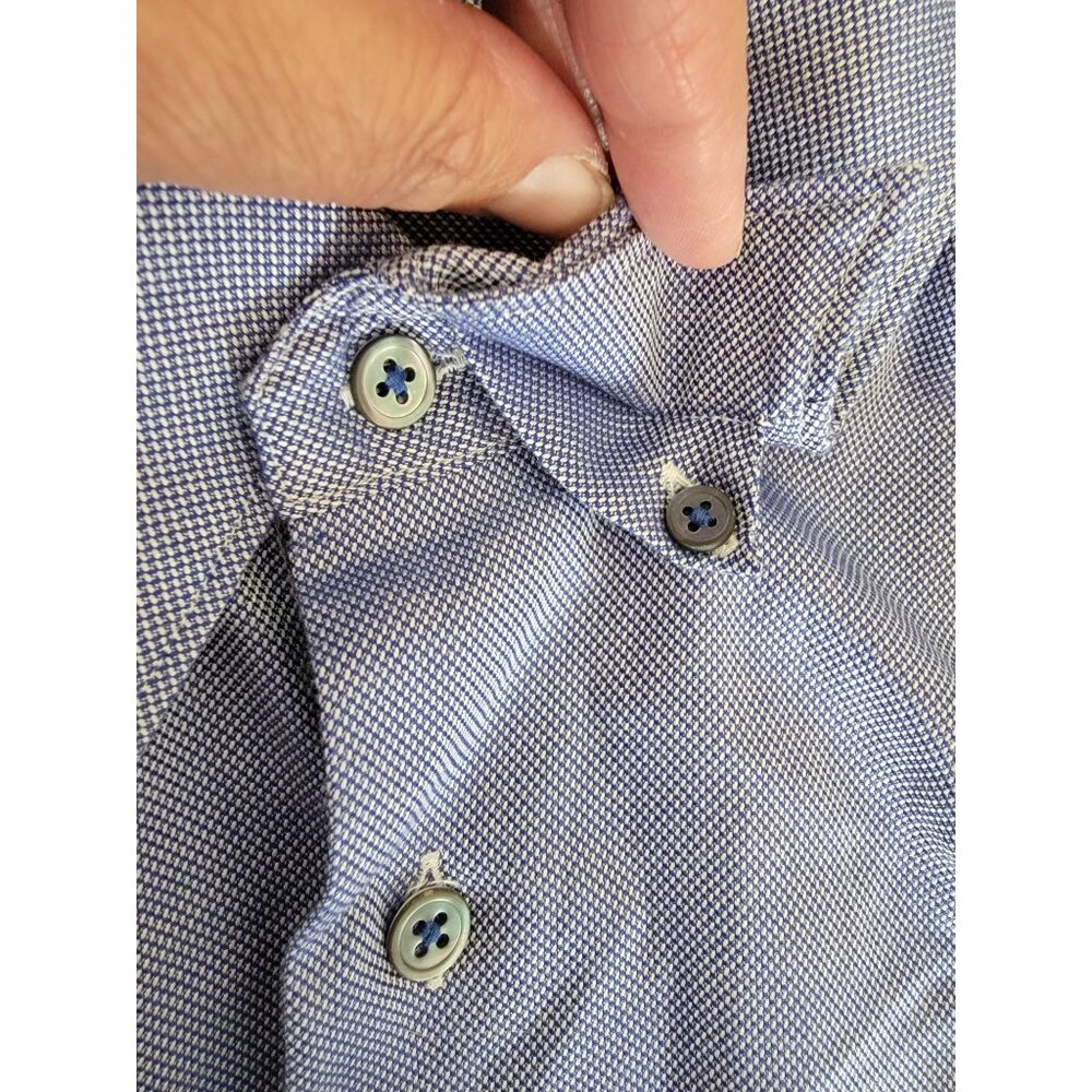 Robert Talbott Classic Mens Blue Long Sleeve Button-Up Shirt 100% Cotton - Picture 5 of 9